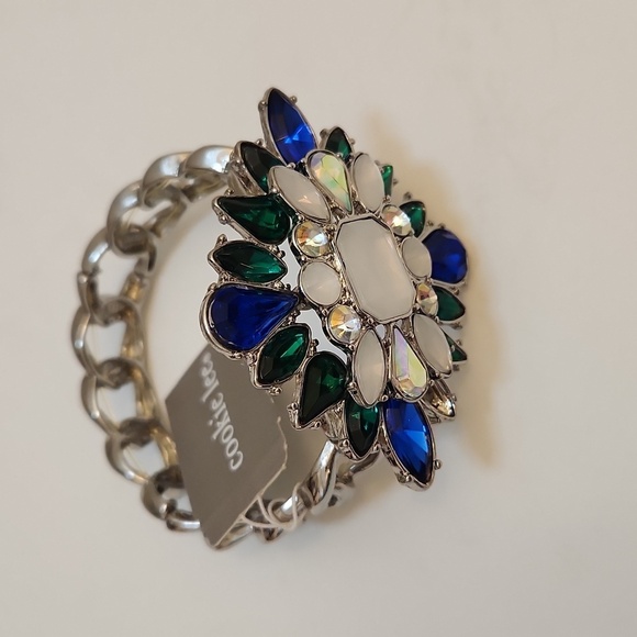 NWT Cookie Lee Silver Metal Flower Bracelet - Picture 5 of 8